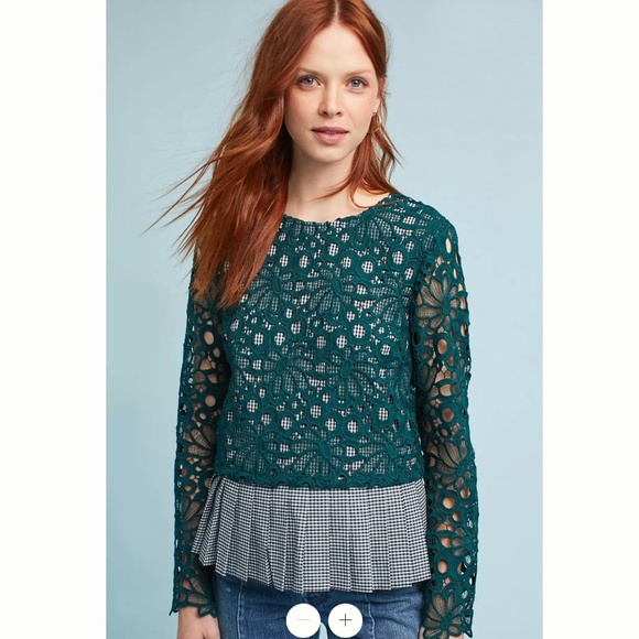 Maeve⎪Gabriella Gingham & Lace Top - Picture 1 of 8